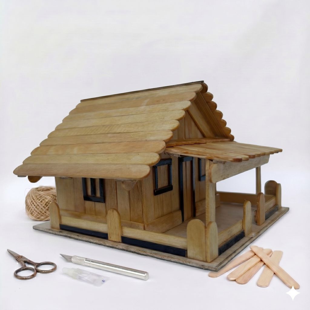 Miniatur prakarya Rumah adat kebaya khas Betawi dari stik eskrim