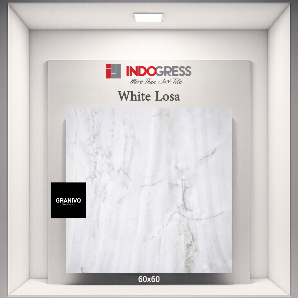 INDOGRESS WHITE LOSA / GRANIT / GRANITE LANTAI / FLOOR TILE / TILES / GLAZED POLISHED 60 x 60 isi 4 