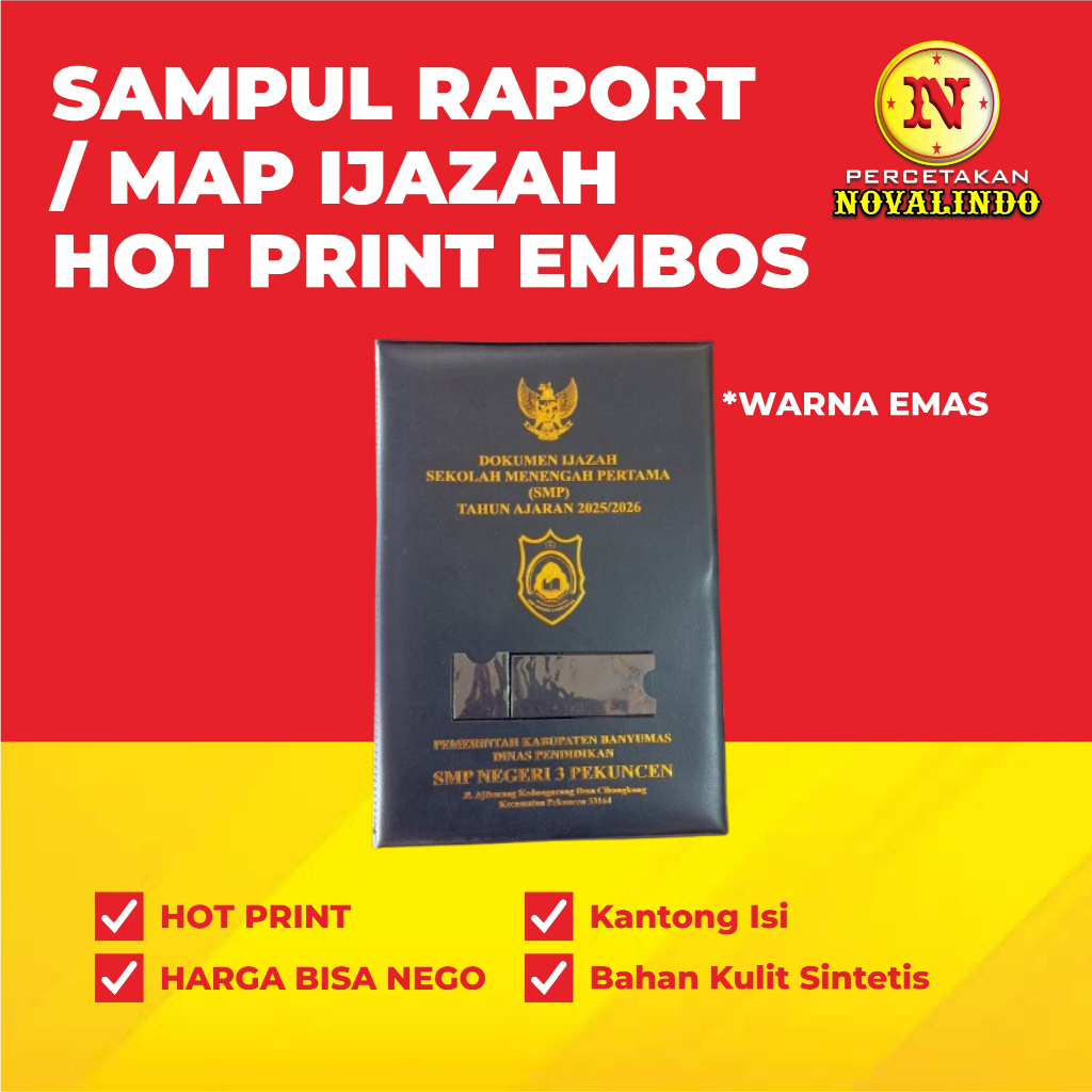 Map Ijazah/Sampul Raport Kulit Sintetis - HOT PRINT EMBOS