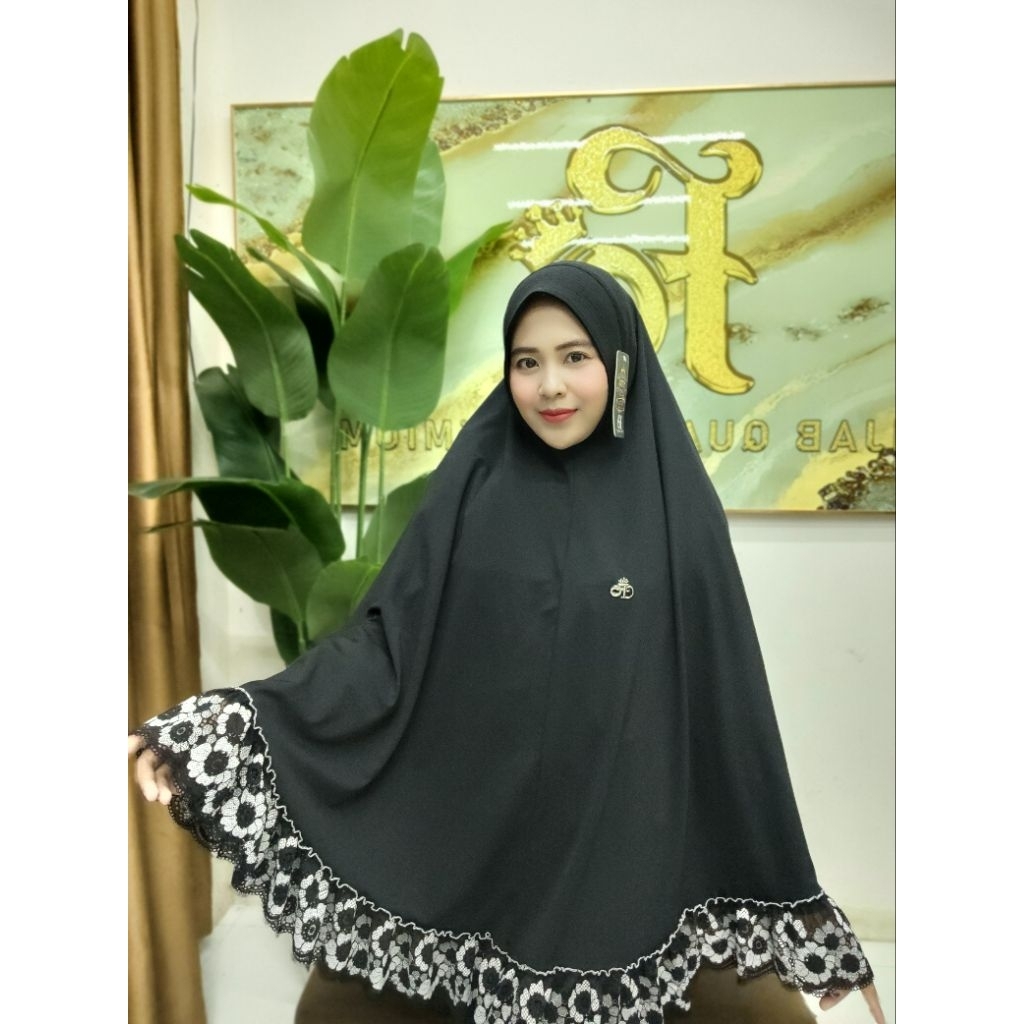 hijab instan fo lavina jumbo renda mewah dan cantik