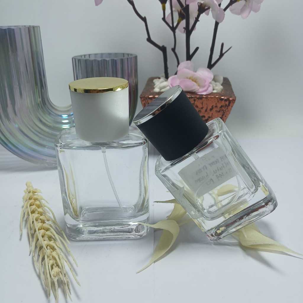 [PERLUSIN] BOTOL PARFUM KOSONG 50ML & 30ML SEMI PRESS TUTUP CHLOE LIST SILVER/GOLD WARNA PUTIH/HITAM