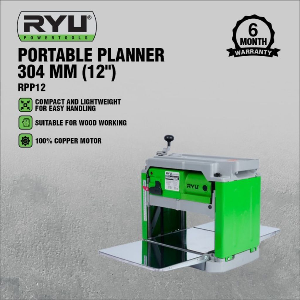 RYU Mesin Ketam Serut Planer Kayu Duduk 304 - 12Inch RPP12