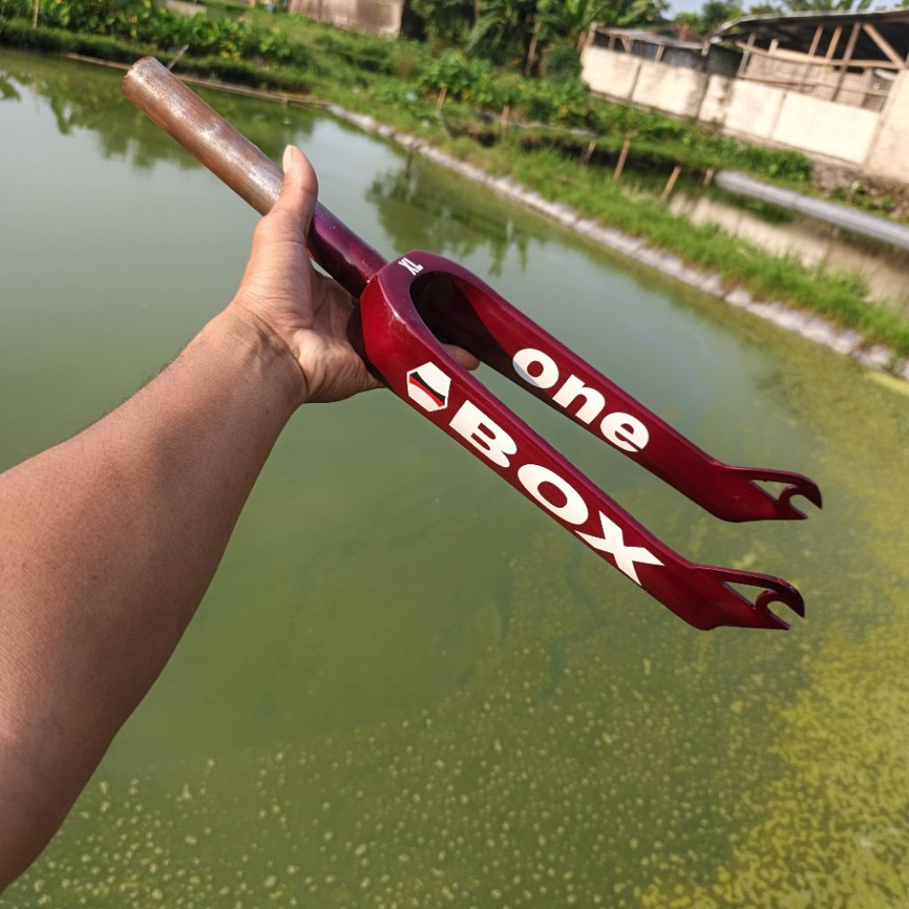 fork bmx box custom steel merah
