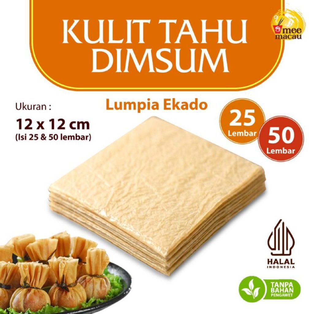 [12x12] Kulit Tahu Kuning Tawar 12 cm Dimsum Ekado Tawar | Kulit Tahu 50 Lembar Tawar Halal