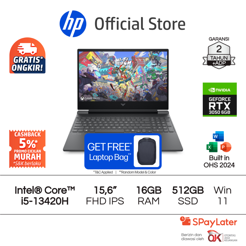 Victus Laptop Gaming HP Intel Core i5 NVIDIA GeForce RTX 3050 16GB RAM 512GB SSD Silver Free Windows