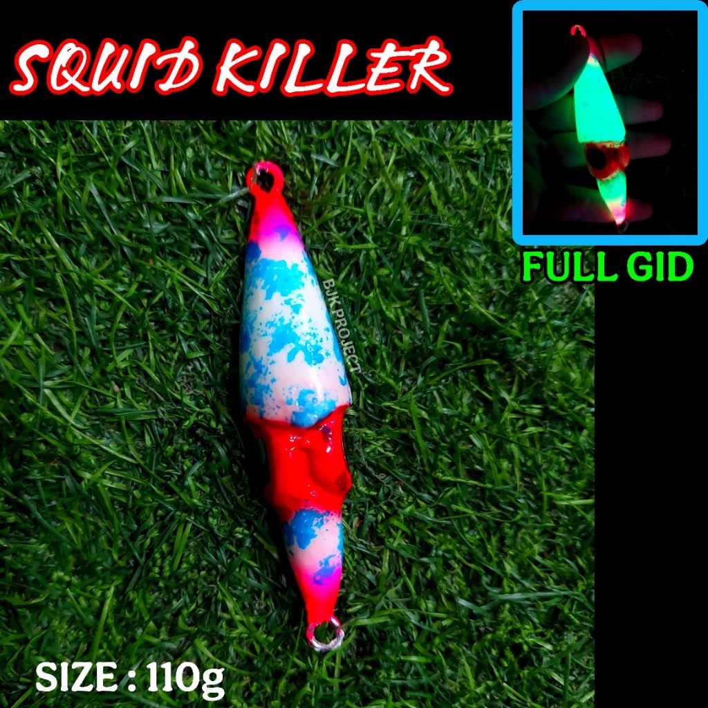 METAL JIG SQUID KILLER BLUE_PINK CORAK 110g FULL GID VERSI BJK
