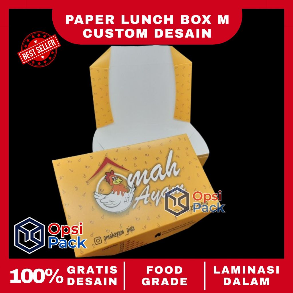 PAPER LUNCH BOX M CUSTOM DESAIN FOOD GRADE LUNCH BOX M CUSTOM DESAIN