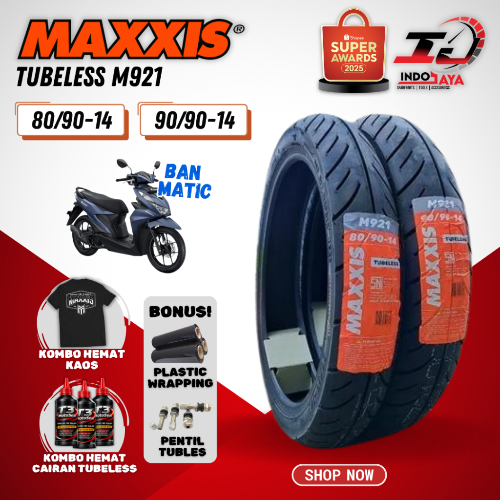 [PAKET DEPAN + BELAKANG] BAN MAXXIS M921 MOTOR MATIC (80/90 - 90/90) RING 14 / BEAT POP STREET VARIO