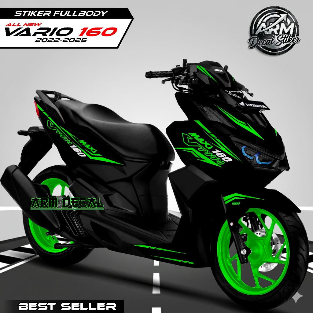 Decal Variasi Vario 160 Full Body / Stiker New Vario 160 Fullbody Dasar Hitam List Motif Maxi