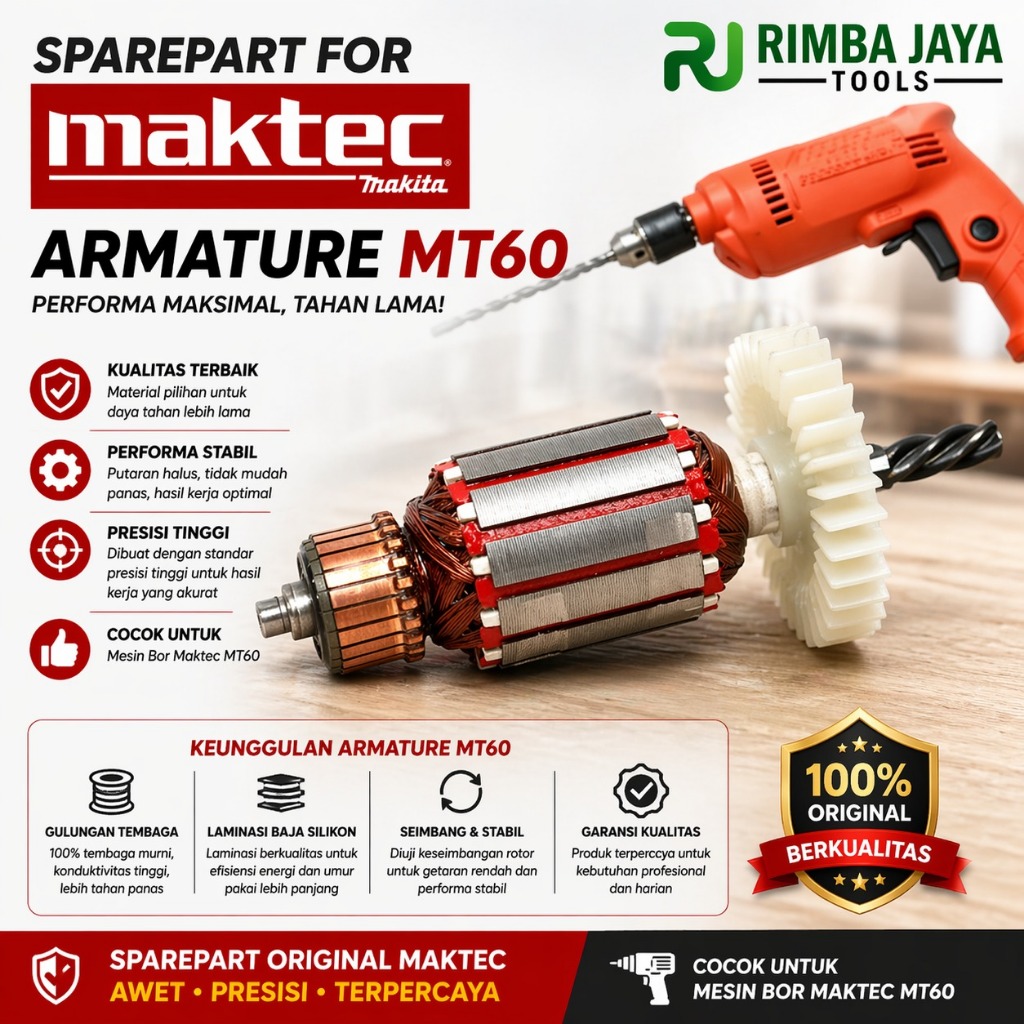 Armature / Angker Mesin Bor 10mm MT 60 MT60 Angker Dinamo Mesin Bor 10 mm MT602 MAKTEC - Armature MT