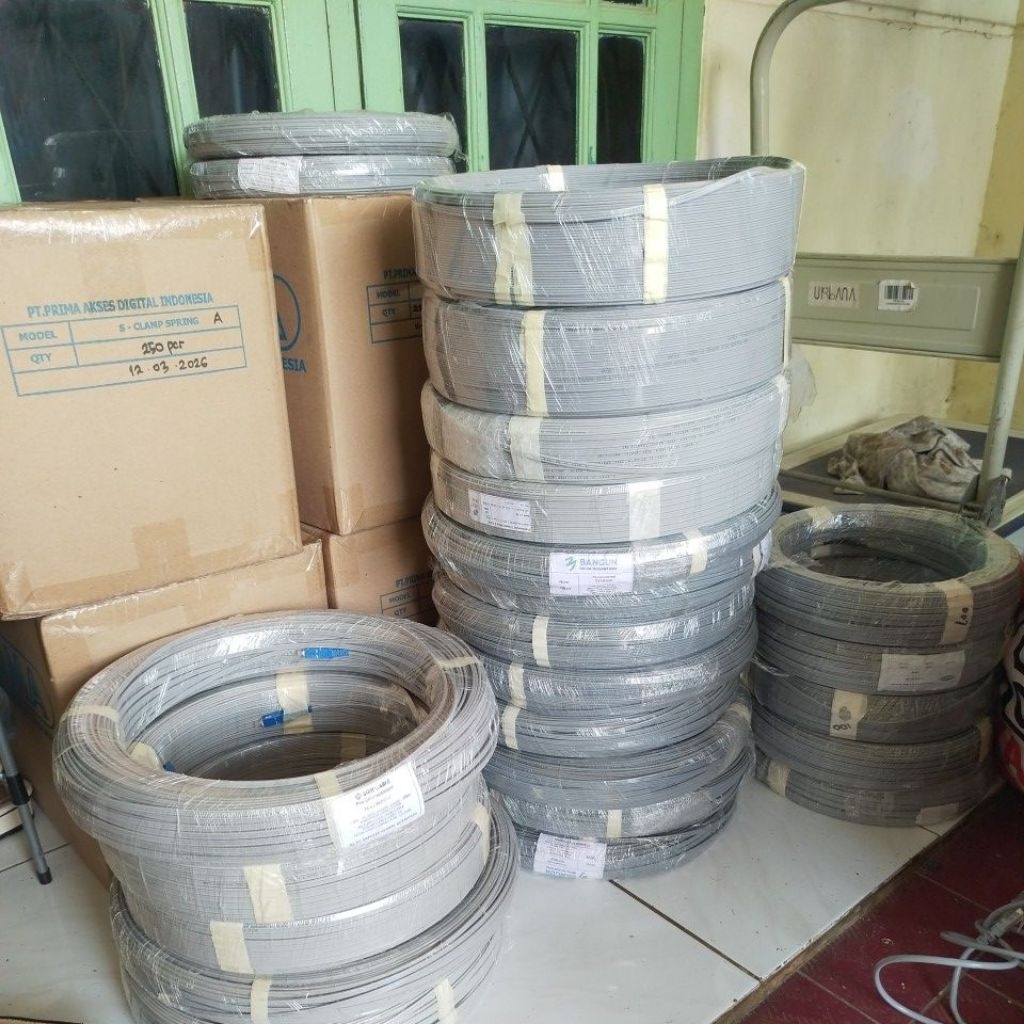 Precon 1 core 3 sling abu abu standar telkom sc to sc upc ukuran 80/100/150/200/250m