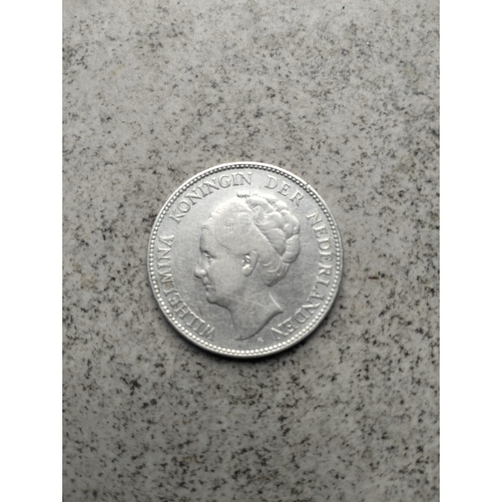 Koin Perak Asli 1 Gulden Belanda 1928 Ratu Wilhelmina - Koleksi Numismatik High Grade 10g Silver .72