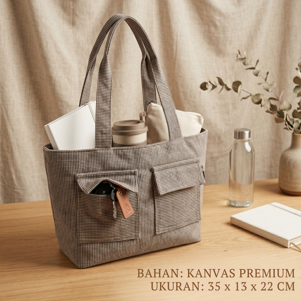 Totebag COD Wanita / Pria Warna Bahan Canvas Tebal Tali Kuat Halus Kantong Polos Kekinian / Totebag