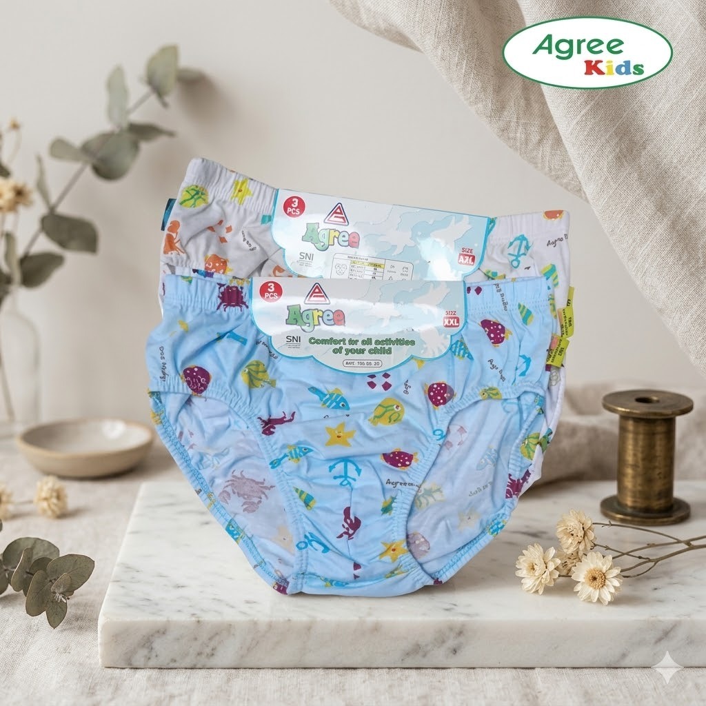 CD Anak Agree Kids AK 25 Bahan Katun Adem Anti Bakteri (3 Pcs) Celana Dalam Anak Nyaman | Celana Dal