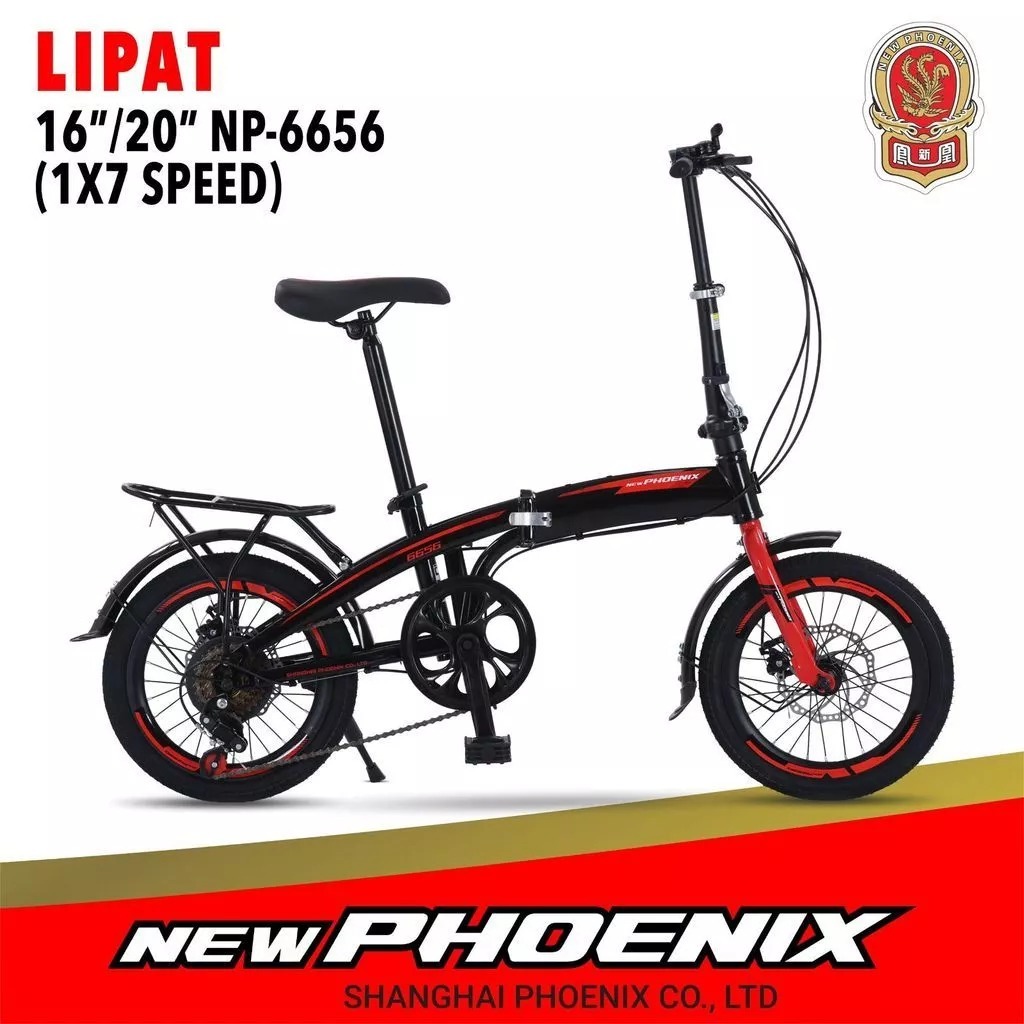 Sepeda Lipat NEW PHOENIX 16 20 inch NP 6651 6652 1x7 Speed Hi Teen Steel
