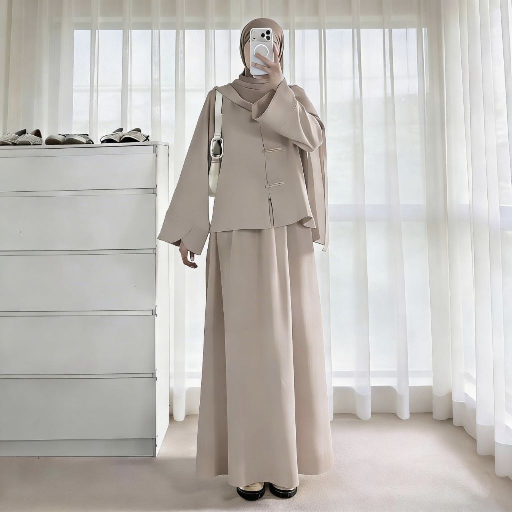 Jhea Oneset cheongsam Baju Muslim Wanita Bahan Anti UV Viral Terbaru
