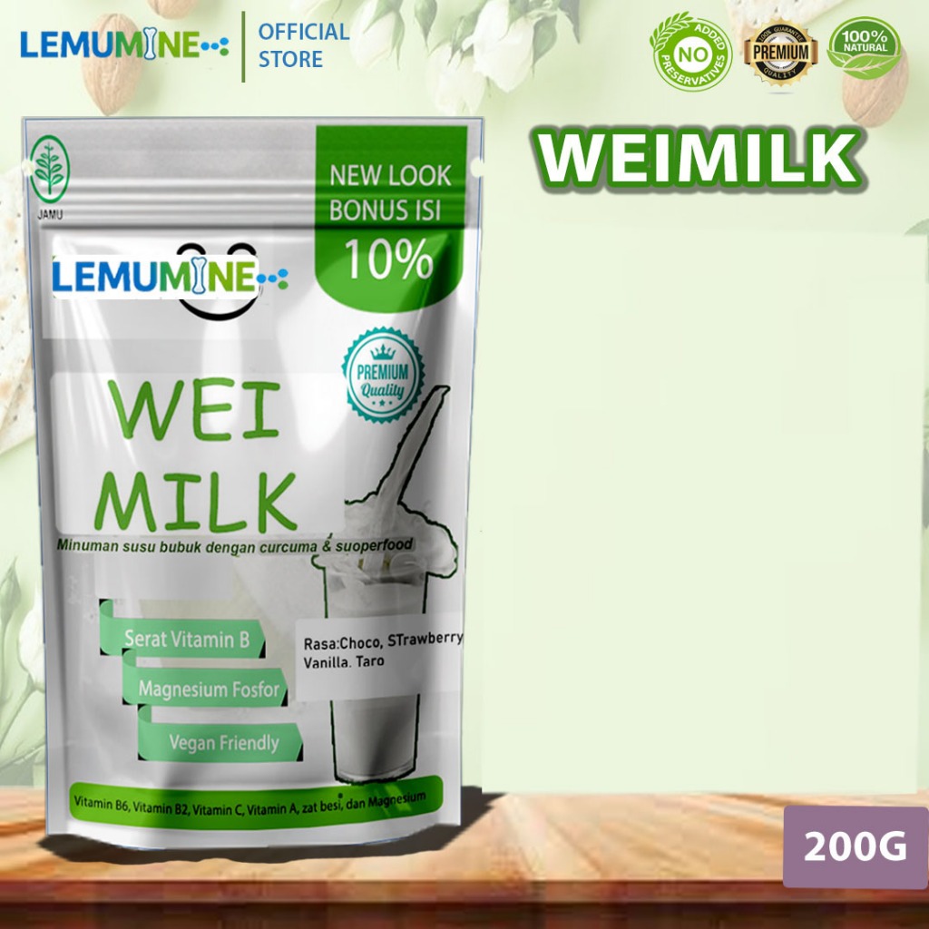 Lemumine Susu Wei Milk Penambah Berat Badan Dewasa Nutrisi Harian Tinggi Protein & Kalori untuk Kebu