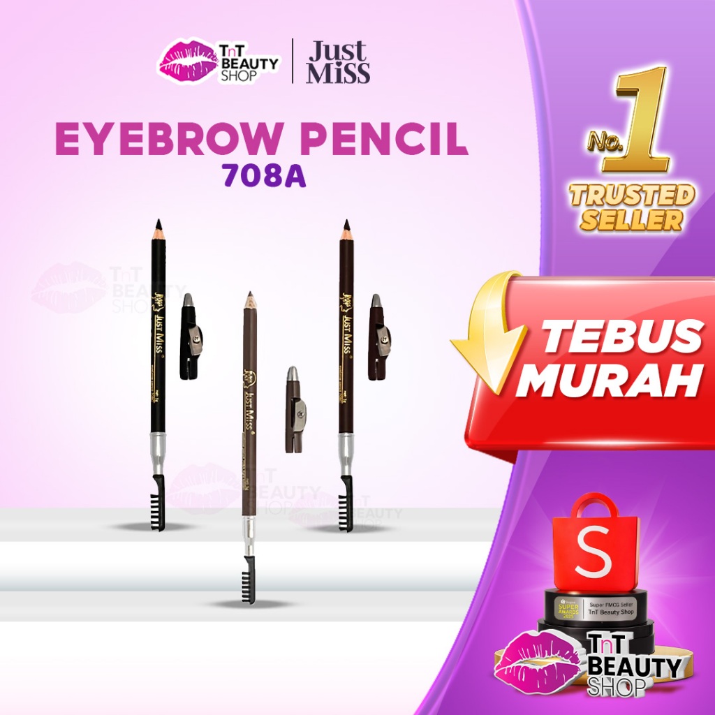 Just Miss Eyebrow Pencil 708A 1g Dengan Serutan Dan Sikat  Eyebrow Pencil Pigmented TnT Beauty Shop