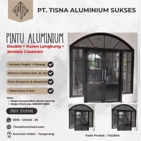pintu aluminium kusen lengkung