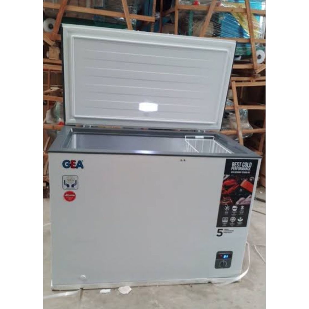 Gea lemari es 300 liter ab-318-r chest freezer jambi box frizer daging ikan bakso es krim cold kulka