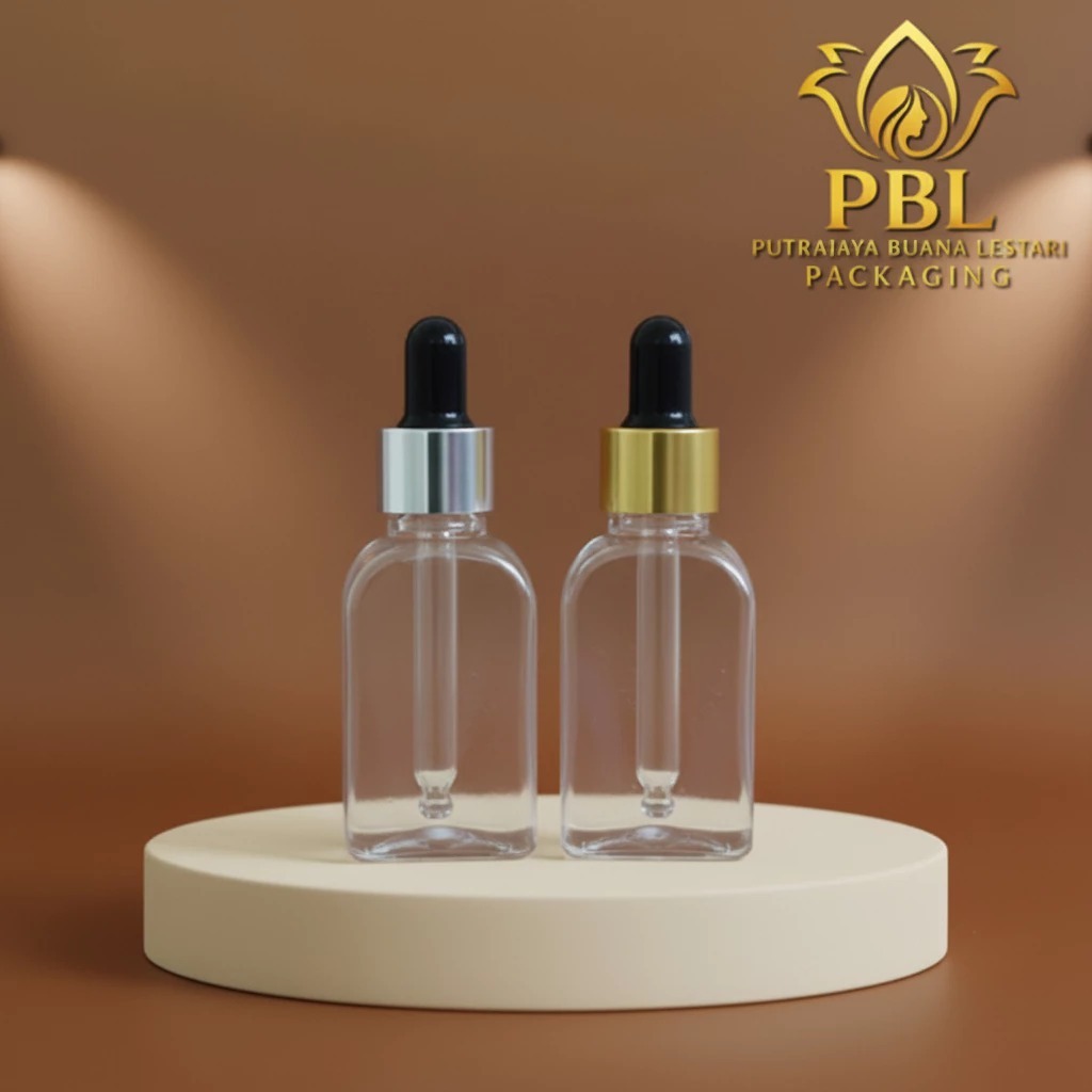 Botol Pipet 30ml Plastik / Botol Serum 30ml / Botol  Pet 30ml Tebal - Ring Alumunium Gold & Silver