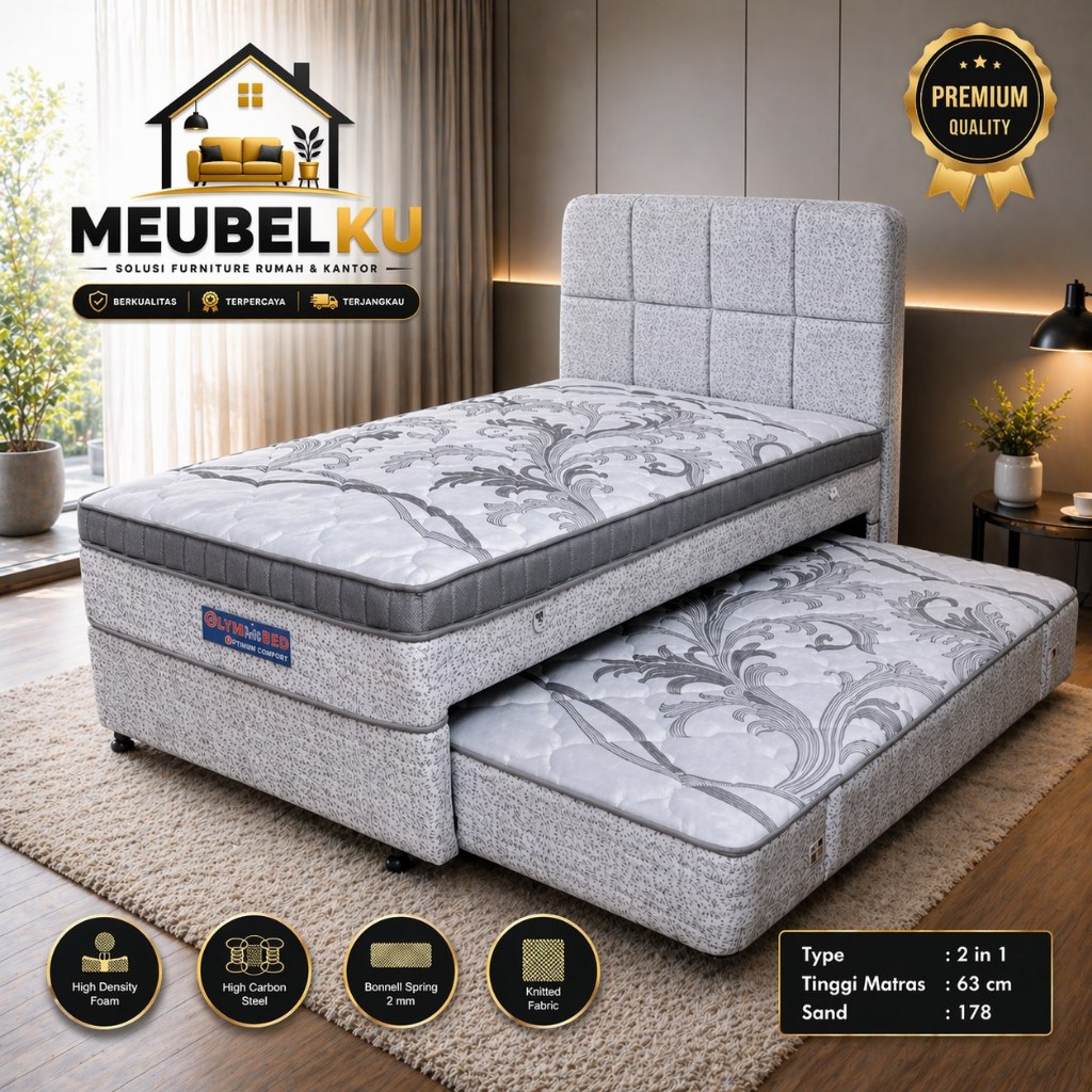 Springbed Sorong 2in1 Bigland Single 100/120x200 Extra Bed 100/120x190 Kasur Tarik Minimalis
