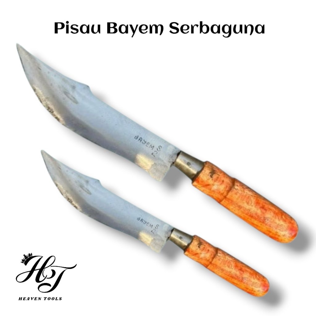 Pisau Dapur Pisau Daging Baja Serbaguna Potong Ayam Ikan Sayur Gagang Kayu Kuat