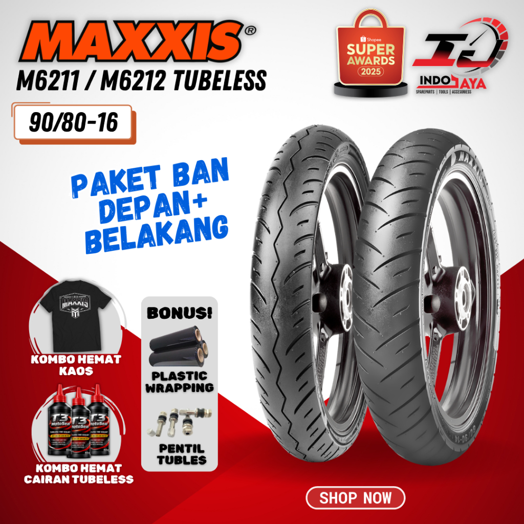 [BAYAR DI TEMPAT] MAXXIS M6211 / M6212  90 - 80 - 16  / BAN MAXXIS 90/80-16 / 90-80-16 TUBELESS BAN 
