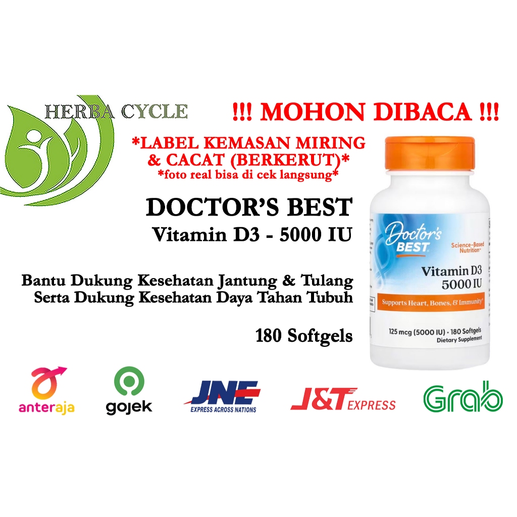 Promo Murah Doctor Best Vit D3 5000 Dr Best Vit D3 5000 180 Softgel ORI USA Best Vitamin D3 5000