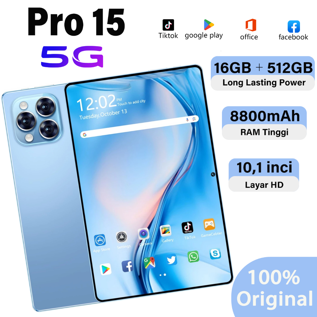 [Produk Baru] 2026 NEW Pro 15 Android 10.1 Inch Tablet PC Original Asli 8800 mAh Tablet Belajar Dual