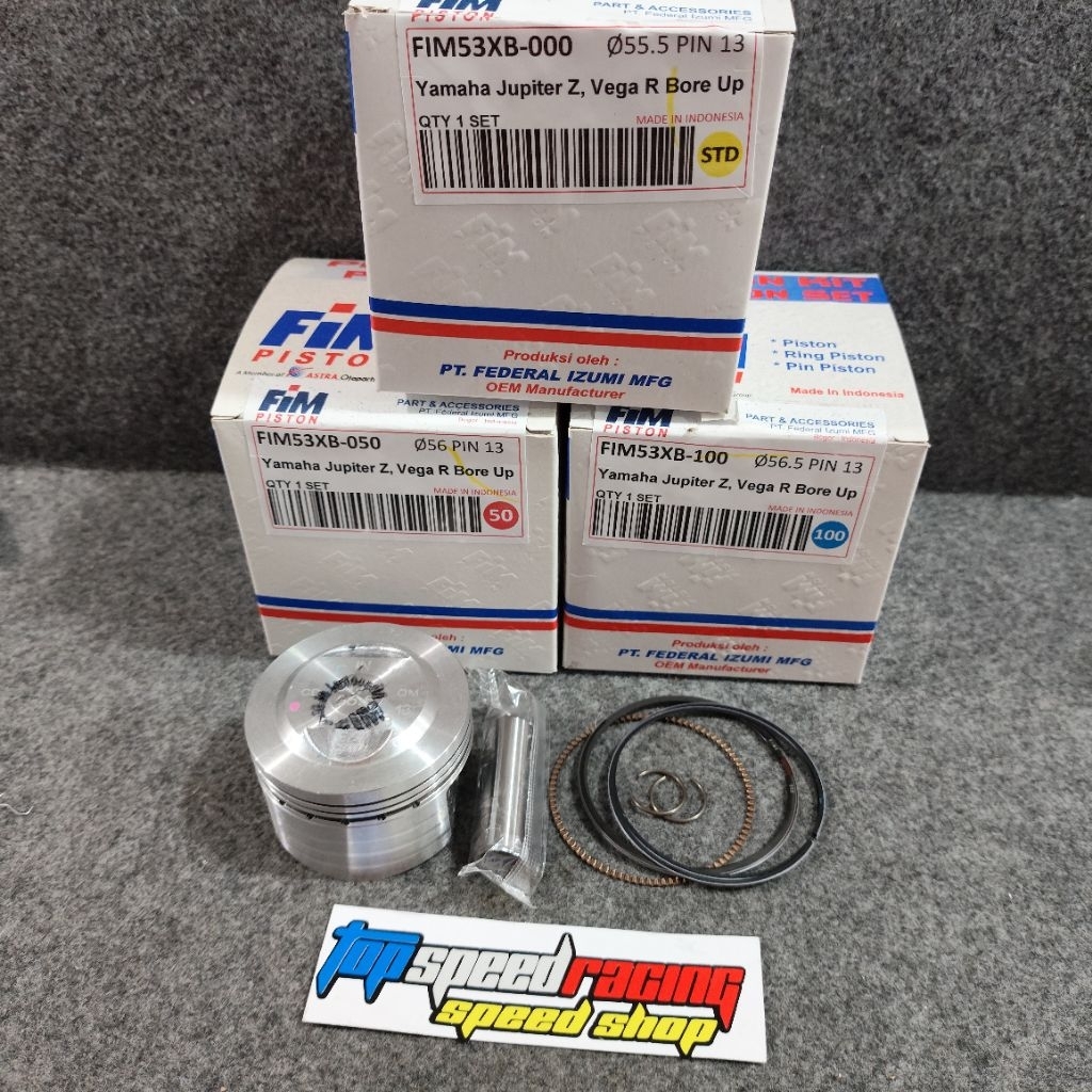 PISTON FIM 53XB SEHER UKURAN 55,5mm / 56mm / 56,5mm PEN 13 BUAT JUPITER Z / VEGA R / VARIO 125 / BEA