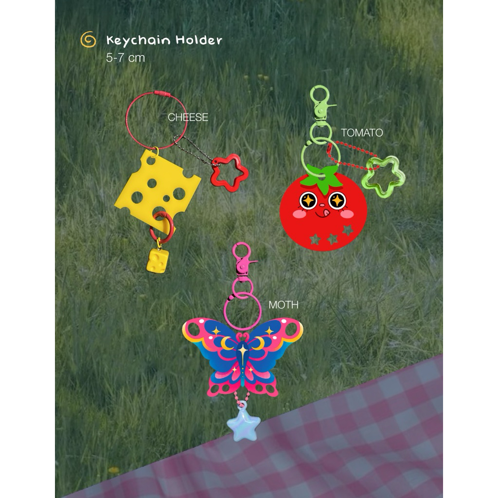 Keychain Holder | Cheese Keychain | Tomato Keychain | Moth Keychain