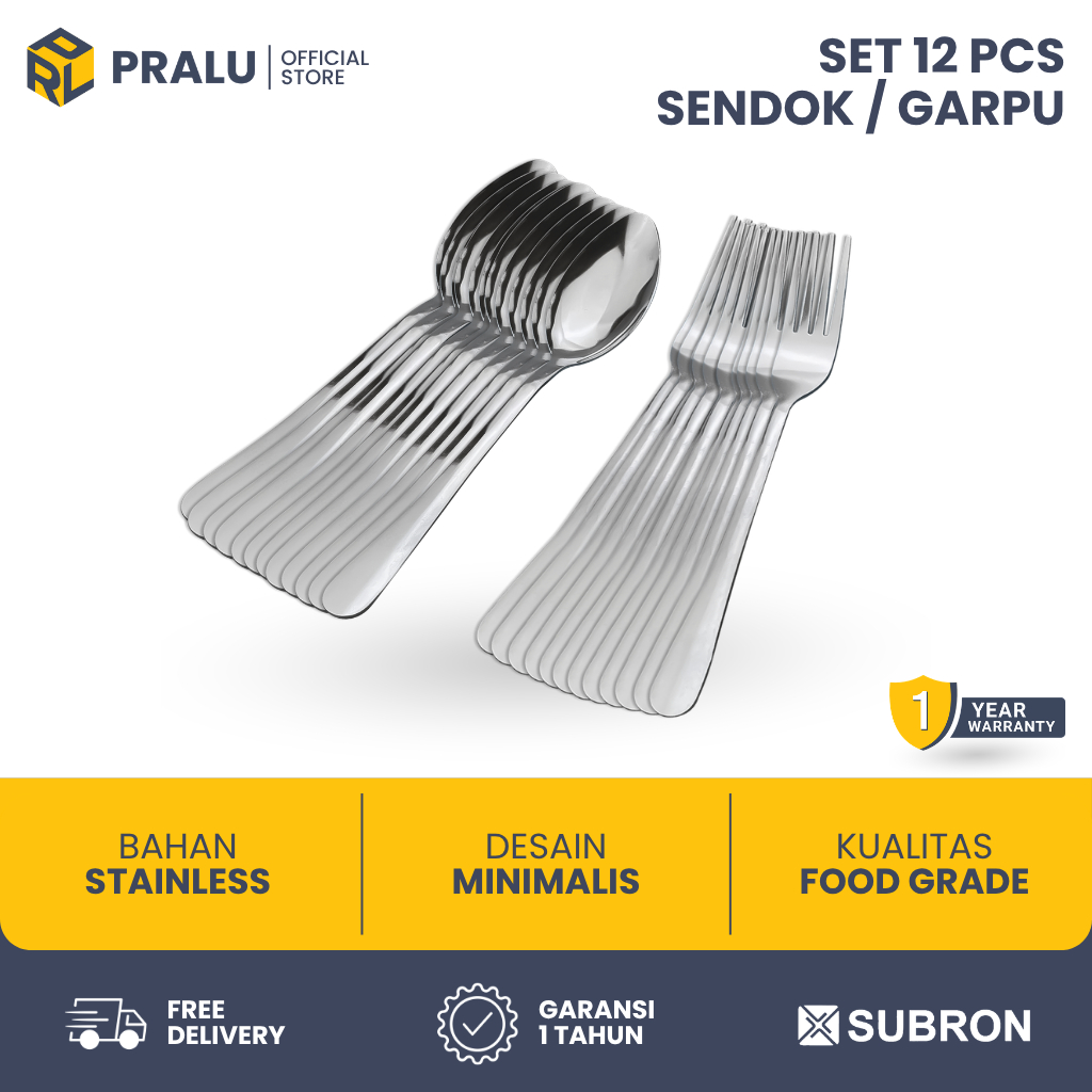 PRALU Subron Sendok Garpu 12 pcs Stainless Steel