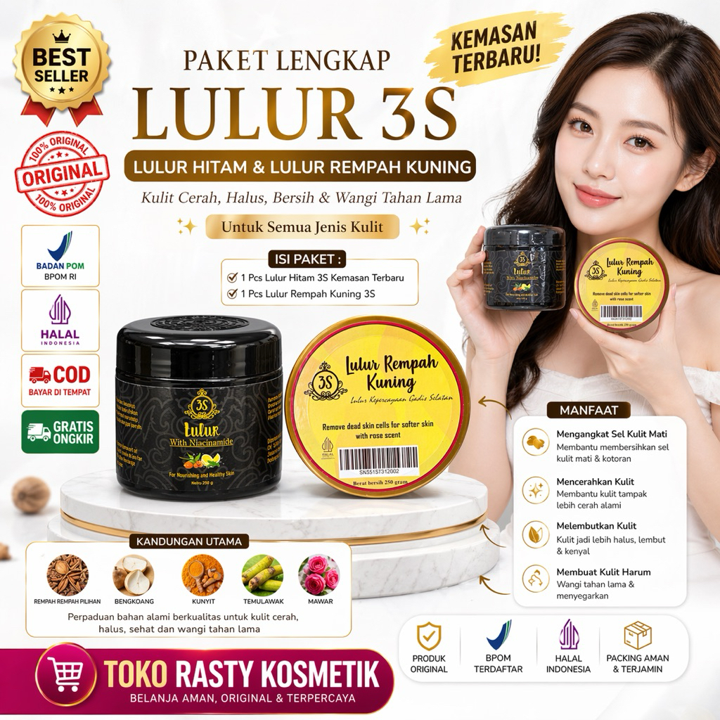 LULUR HITAM 3S/LULUR REMPAH 3S READY SEMUA VARIAN LULUR 3S