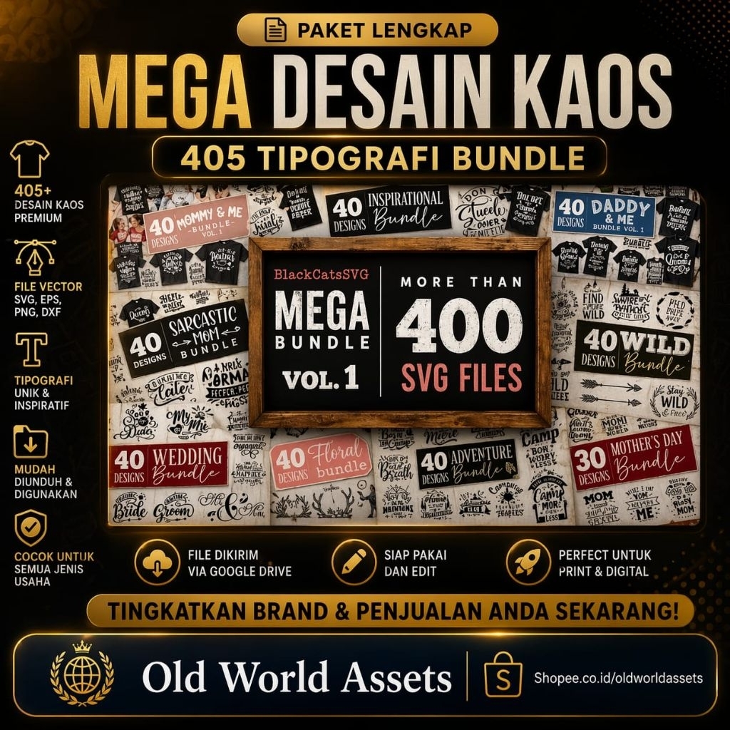 405 Desain Kaos Tipografi Bundle Format Vector