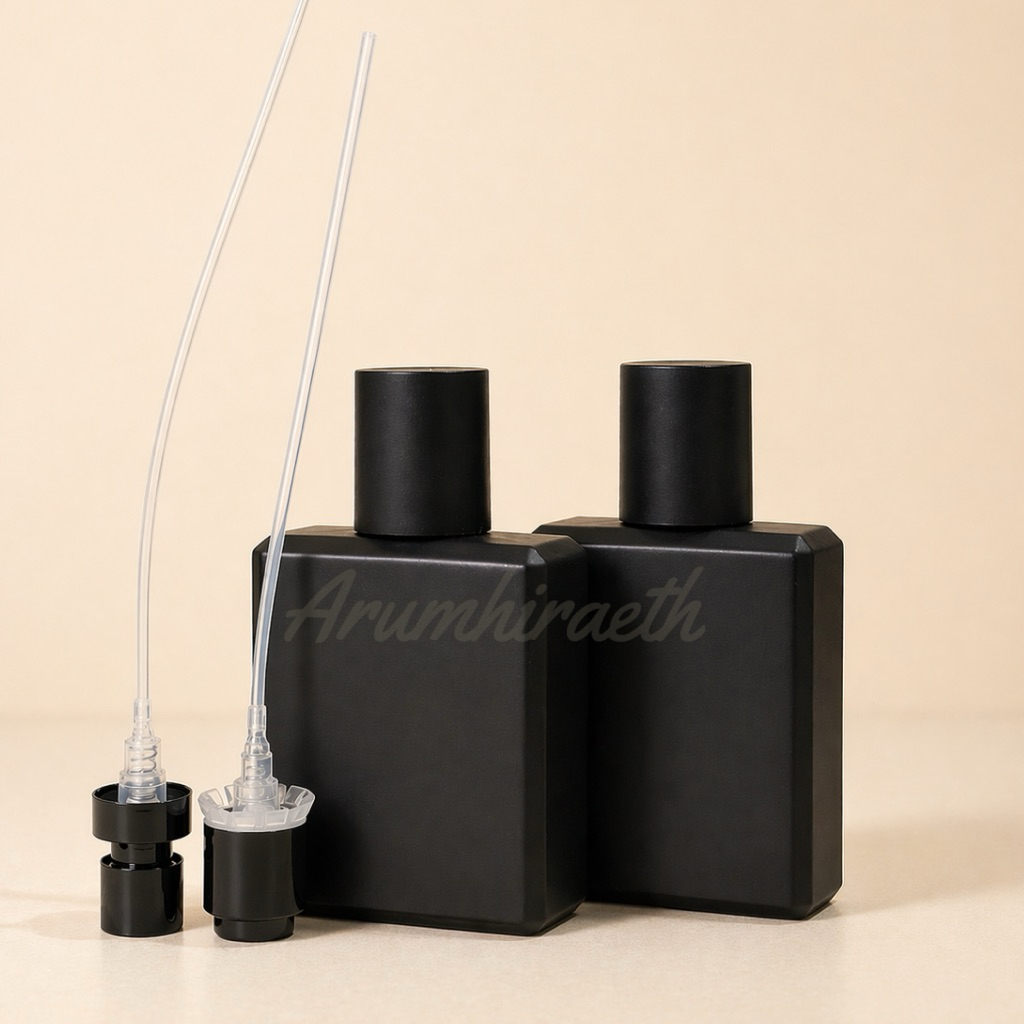 Botol Petak Kubus Tinggi Black Matte 50ml