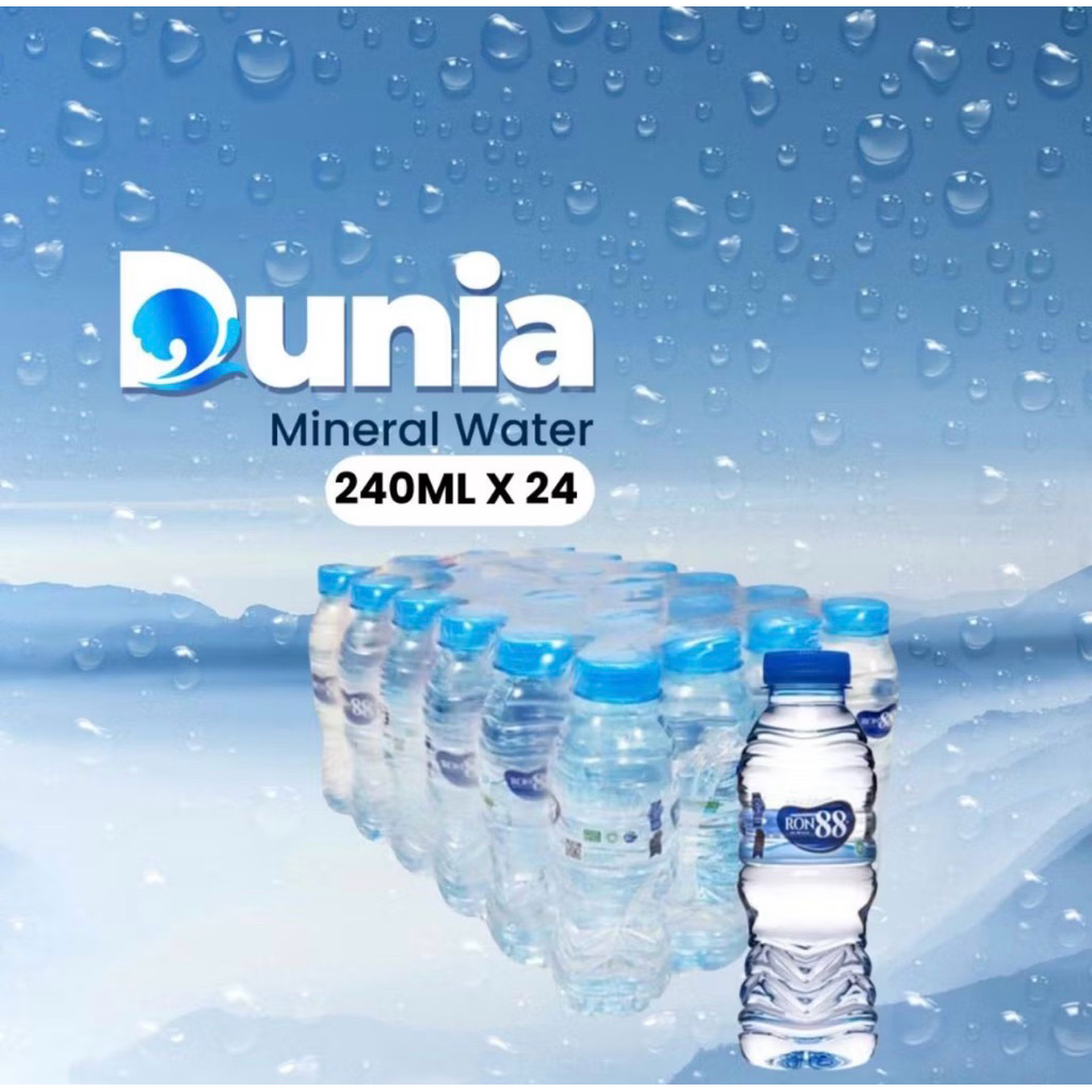 RON88 Alkaline Mineral Water 240ml PET [ Dus isi 24 Botol Plastik ]