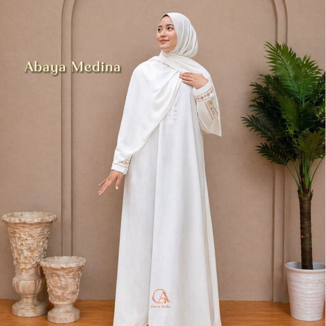 Abaya Medina by Gerai Aulia Gamis Muslim Arabian Bordir Premium Dress Lebaran Mewah Syari
