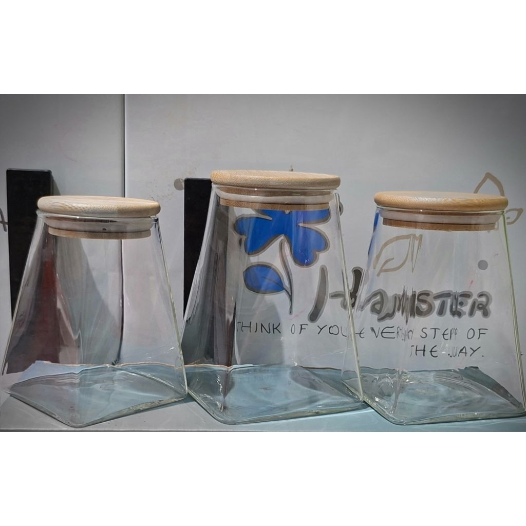 Toples Kaca Estetik Jar Kaca Tutup Kayu