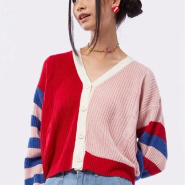 Preloved Multicolor Knit Cardigan COLORBOX