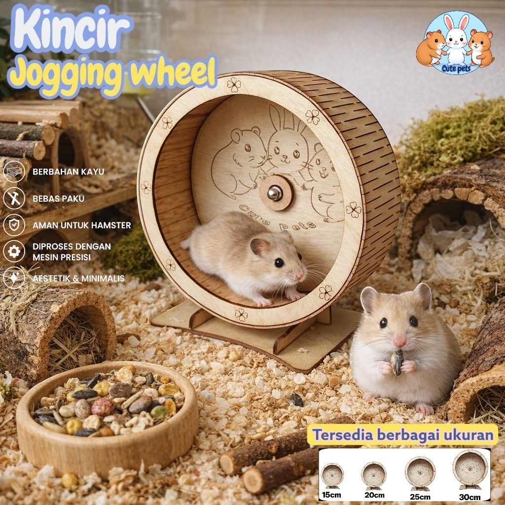 Mainan hamster jogging wheel 15cm-30cm kincir hamster kayu