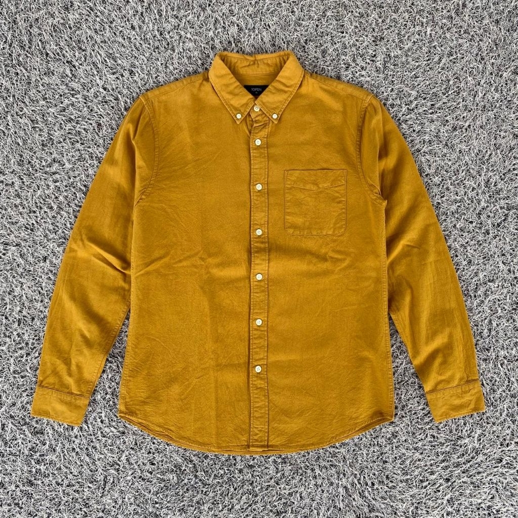 kemeja topten mustard kemeja casual pria kemeja basic pria