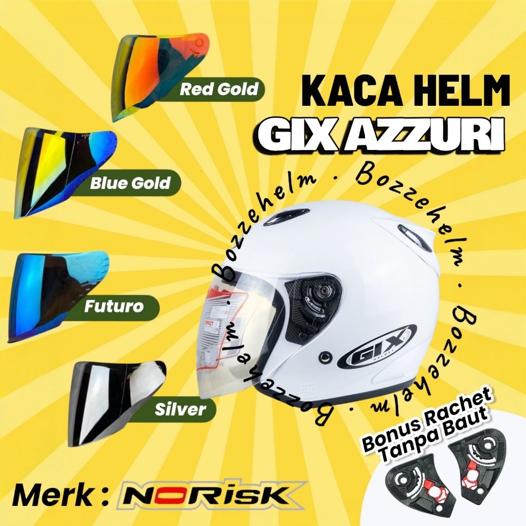 BOZZEHELM Kaca Helm GIX AZZURI Visor Flat GIX AZZURI