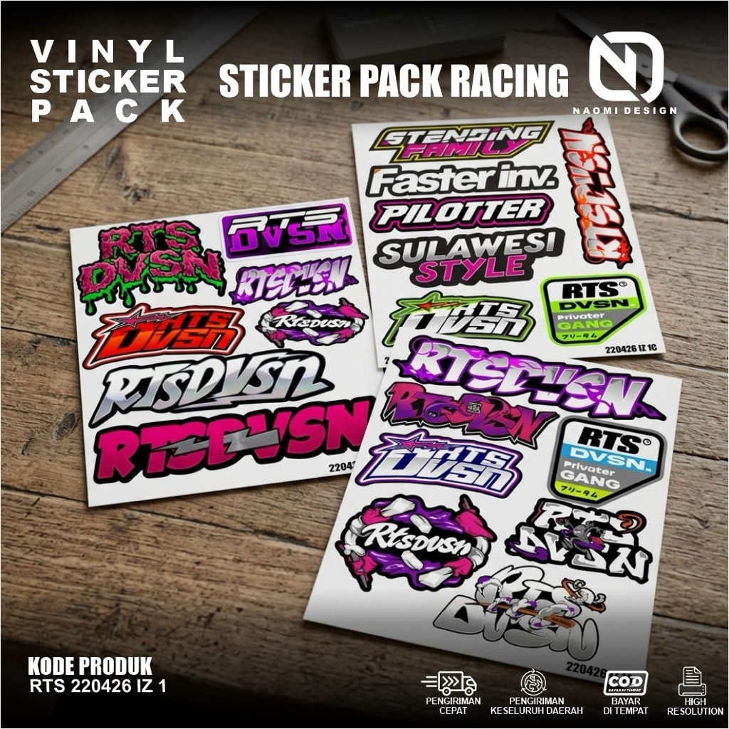 NAOMI DESIGN STICKER PACK RACING RTS DIVISION Waterproof Kode Produk RTS 220426 IZ 1