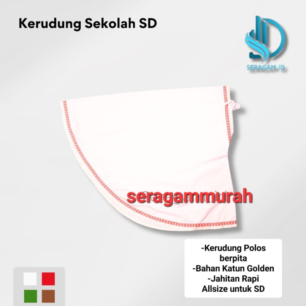 kerudung Sekolah SD TK || Bergo Sekolah AlAzhar katun / Kerudung sekolah Instan Tali karet