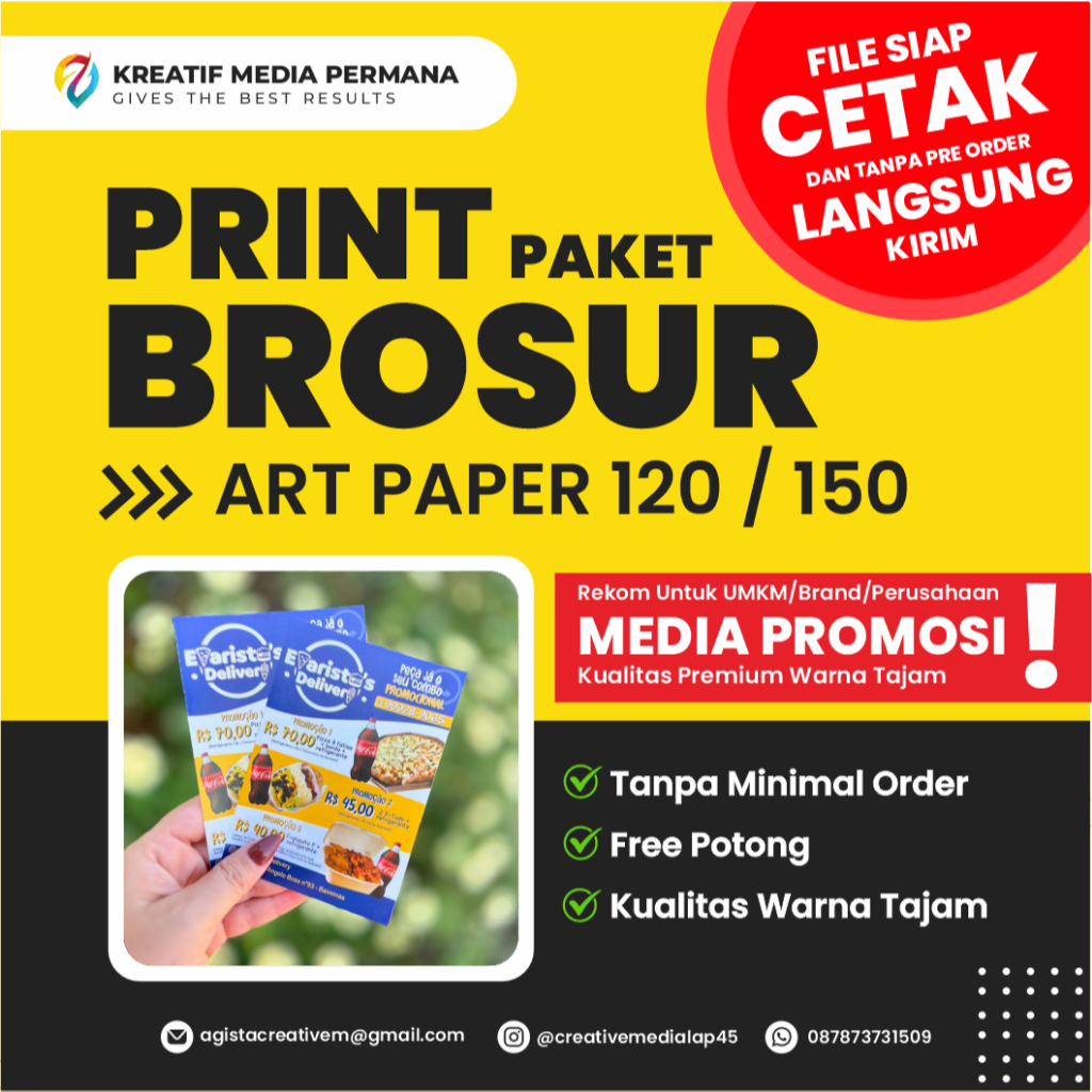 Cetak Kertas BROSUR Promosi UMKM/PERUSAHAAN UK A4/A5/A6  MURAH KUALITAS PREMIUM CEPAT 1 HARI JADI FR