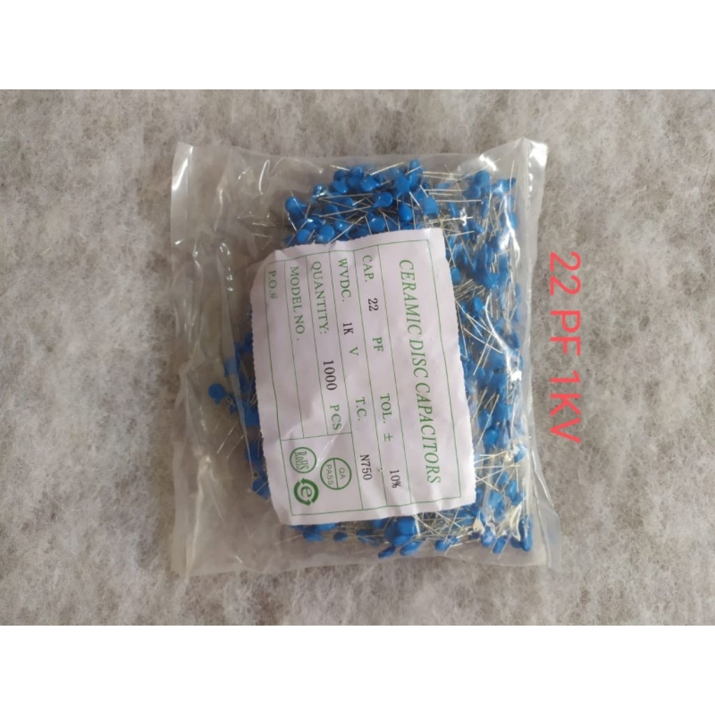 1000 pcs kapasitor ceramic 22pf 1KV biru capasitor milar 22 pf 1 kv