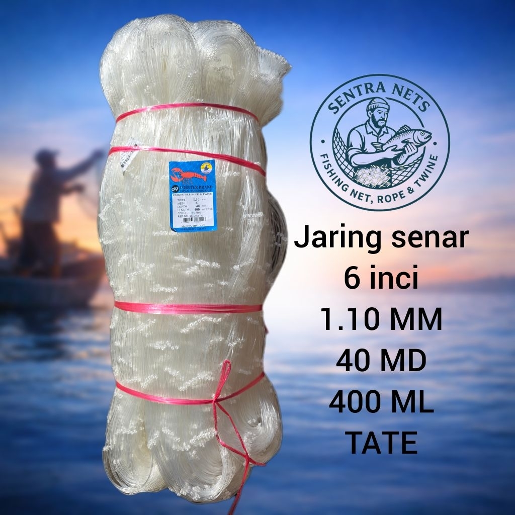 Jaring kakap/jaring ikan/jaring senar 6 inci 1.10mm 40md 400ML(Melintang)
