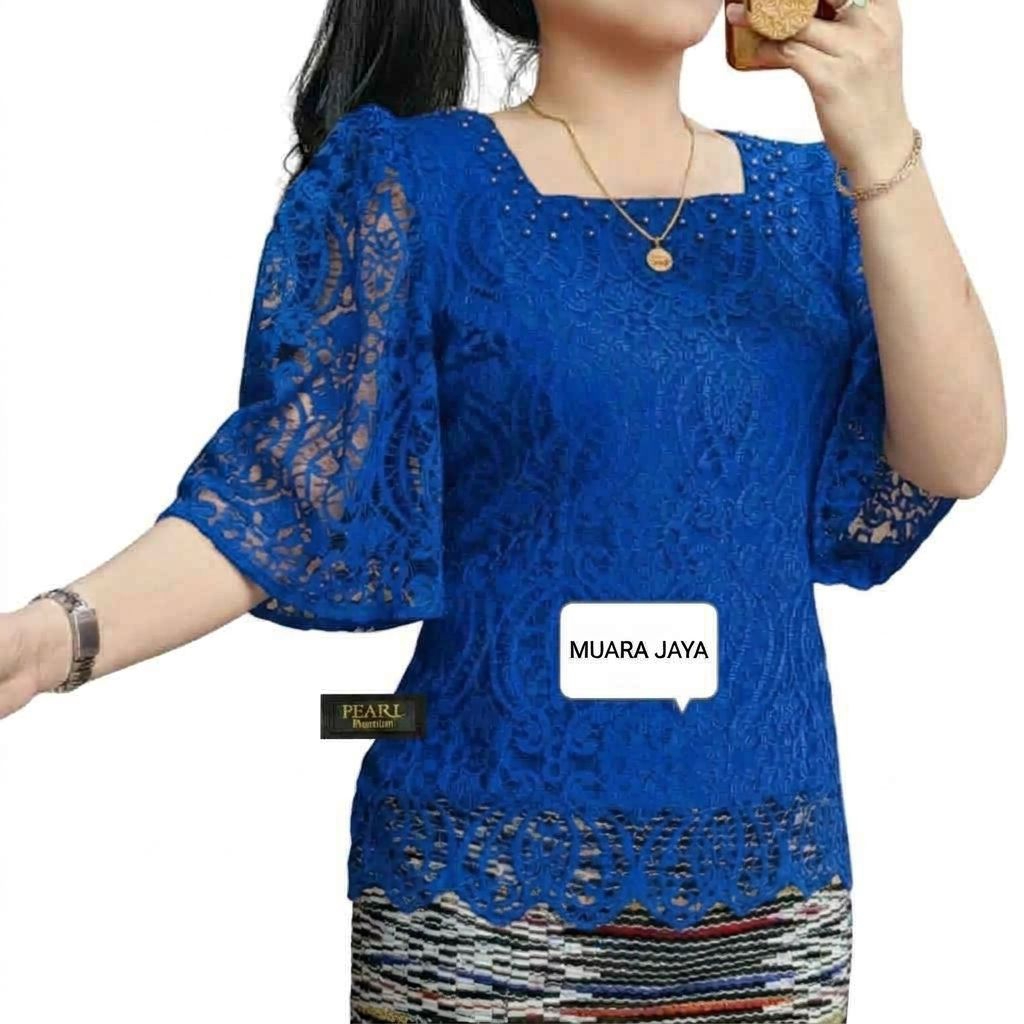 MJ_75 - Atasan Renda Brokat / Blouse Kebaya Modern Tangan Kembang / Kebaya Batak Medan