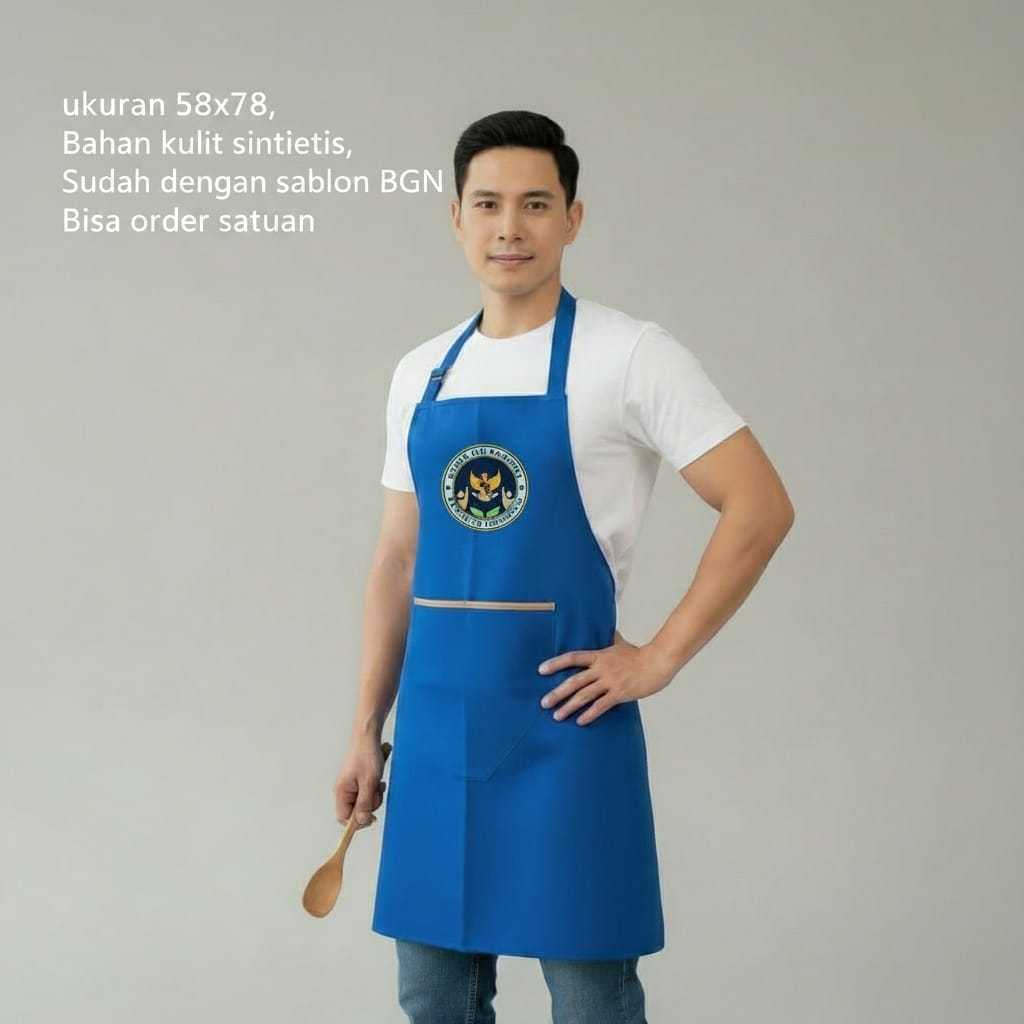 Celemek Apron BGN Badan Gizi Nasional SPPG Celemek Dapur MBG Bahan anti Air dan Minyak